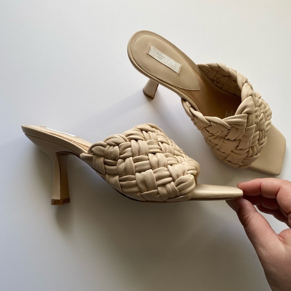 H&M Woven Leather Sandal Heels size 41 - Picture 2 of 4